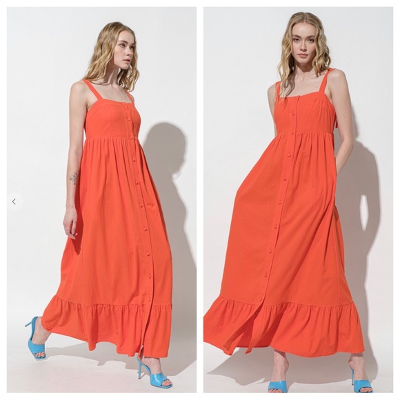 09 Boho Solid Linen Tiered Maxi Dress - Picture 1 of 3